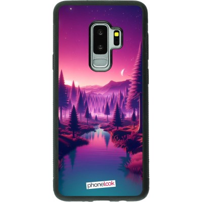 Samsung Galaxy S9+ Case Hülle - Silikon schwarz Lila-rosa Landschaft
