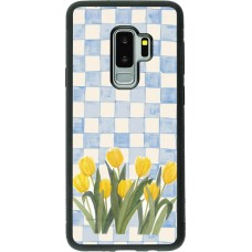Coque Samsung Galaxy S9+ - Silicone rigide noir Blue vichy tulips 2026