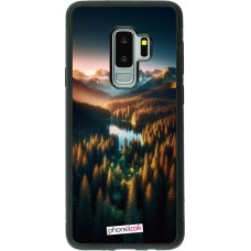 Samsung Galaxy S9+ Case Hülle - Silikon schwarz Sonnenuntergang Waldsee