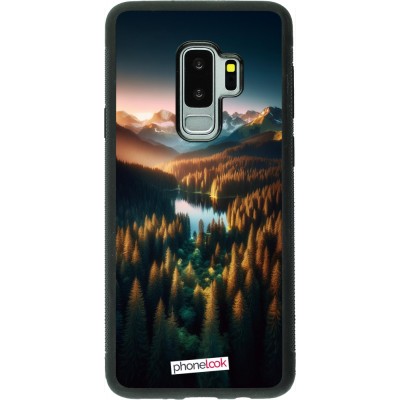Samsung Galaxy S9+ Case Hülle - Silikon schwarz Sonnenuntergang Waldsee