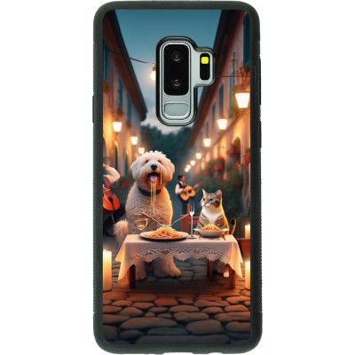 Samsung Galaxy S9+ Case Hülle - Silikon schwarz Valentin 2024 Hund & Katze Kerzenlicht