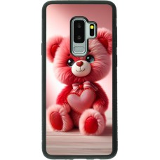 Samsung Galaxy S9+ Case Hülle - Silikon schwarz Valentin 2024 Rosaroter Teddybär