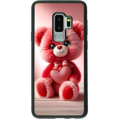 Samsung Galaxy S9+ Case Hülle - Silikon schwarz Valentin 2024 Rosaroter Teddybär