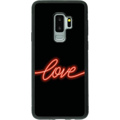 Samsung Galaxy S9+ Case Hülle - Silikon schwarz Valentine 2023 neon love