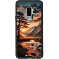 Samsung Galaxy S9+ Case Hülle - Silikon schwarz Tal Sonnenuntergang Hirsch Baum