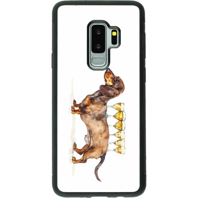 Samsung Galaxy S9+ Case Hülle - Silikon schwarz Wine Teckel
