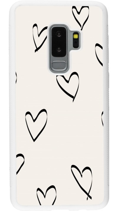 Samsung Galaxy S9+ Case Hülle - Silikon weiss Valentine 2023 minimalist hearts
