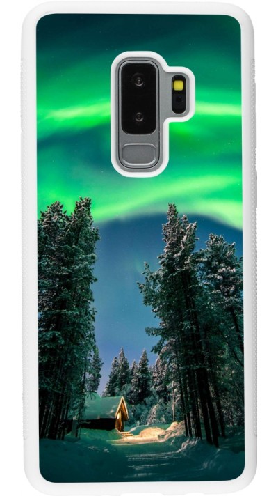 Samsung Galaxy S9+ Case Hülle - Silikon weiss Winter 22 Northern Lights