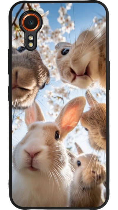 Coque Samsung Galaxy XCover 7 - Silicone rigide noir Easter 2026 Rabbits