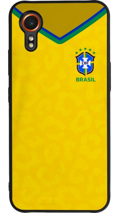 Coque Samsung Galaxy XCover 7 - Silicone rigide noir Maillot de football Brésil 2022 personnalisable