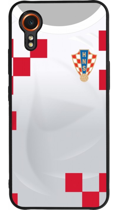 Coque Samsung Galaxy XCover 7 - Silicone rigide noir Maillot de football Croatie 2022 personnalisable