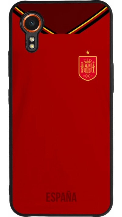Coque Samsung Galaxy XCover 7 - Silicone rigide noir Maillot de football Espagne 2022 personnalisable
