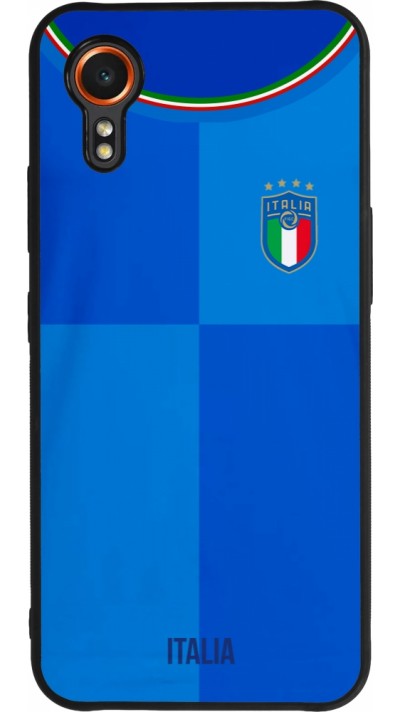 Coque Samsung Galaxy XCover 7 - Silicone rigide noir Maillot de football Italie 2022 personnalisable