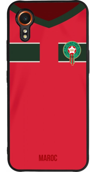 Coque Samsung Galaxy XCover 7 - Silicone rigide noir Maillot de football Maroc 2022 personnalisable