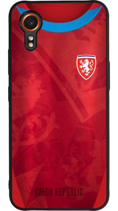 Coque Samsung Galaxy XCover 7 - Silicone rigide noir Maillot de football République Tchèque personnalisable