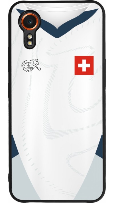 Coque Samsung Galaxy XCover 7 - Silicone rigide noir Maillot de football Suisse Extérieur personnalisable