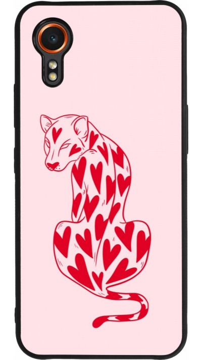 Coque Samsung Galaxy XCover 7 - Silicone rigide noir Leopard with hearts 2026