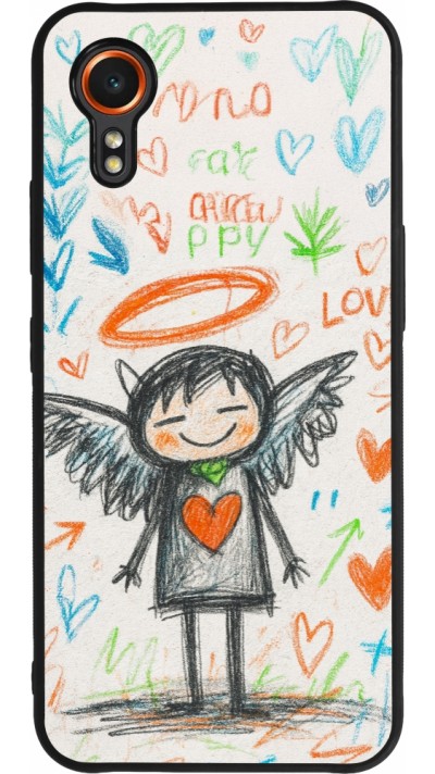 Coque Samsung Galaxy XCover 7 - Silicone rigide noir Little Angel Sketch Love
