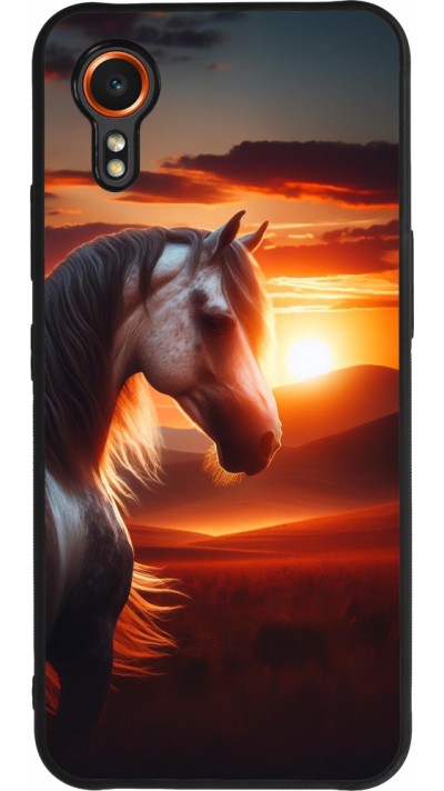 Coque Samsung Galaxy XCover 7 - Silicone rigide noir Majestic Sunset Horse