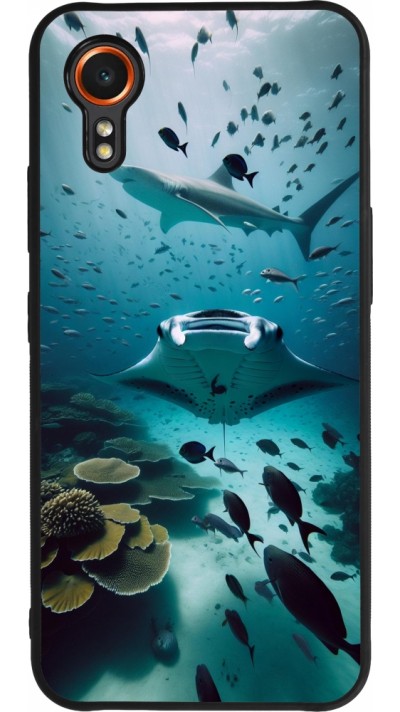Coque Samsung Galaxy XCover 7 - Silicone rigide noir Manta Lagon Nettoyage