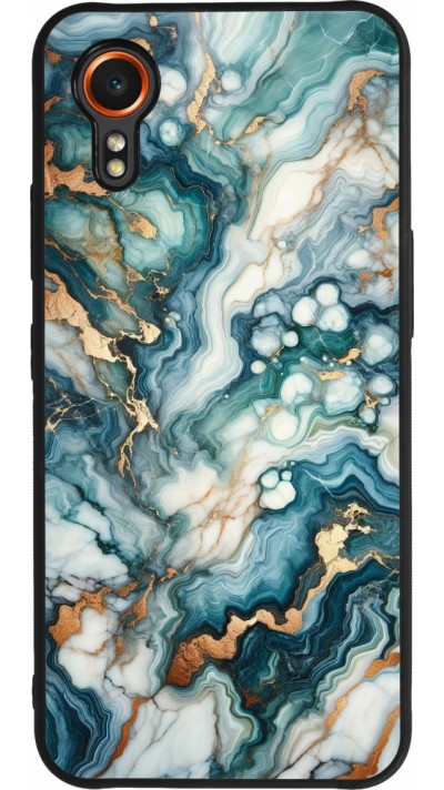 Coque Samsung Galaxy XCover 7 - Silicone rigide noir Marbre Vert Bleu Doré