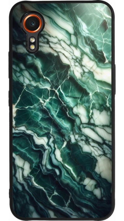 Coque Samsung Galaxy XCover 7 - Silicone rigide noir Marbre vert majestueux