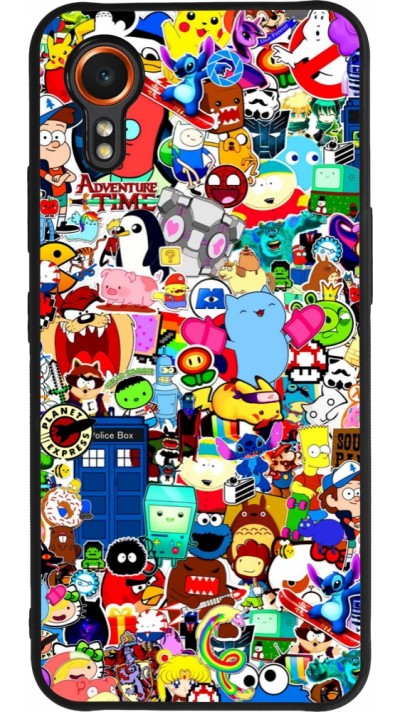 Coque Samsung Galaxy XCover 7 - Silicone rigide noir Mixed cartoons