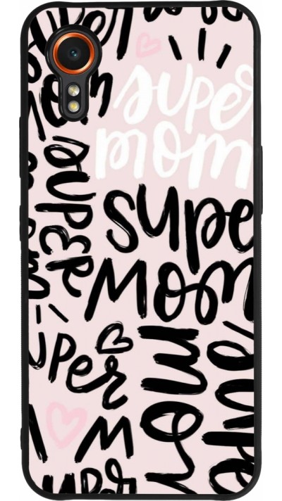 Coque Samsung Galaxy XCover 7 - Silicone rigide noir Mom 2024 Super mom