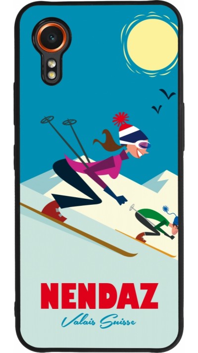 Coque Samsung Galaxy XCover 7 - Silicone rigide noir Nendaz Ski Downhill