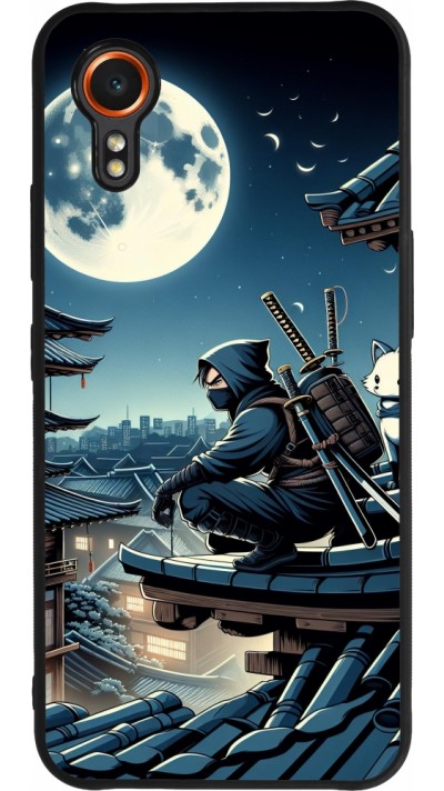 Coque Samsung Galaxy XCover 7 - Silicone rigide noir Ninja sous la lune