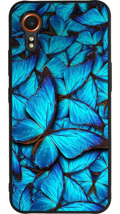Coque Samsung Galaxy XCover 7 - Silicone rigide noir Papillon bleu
