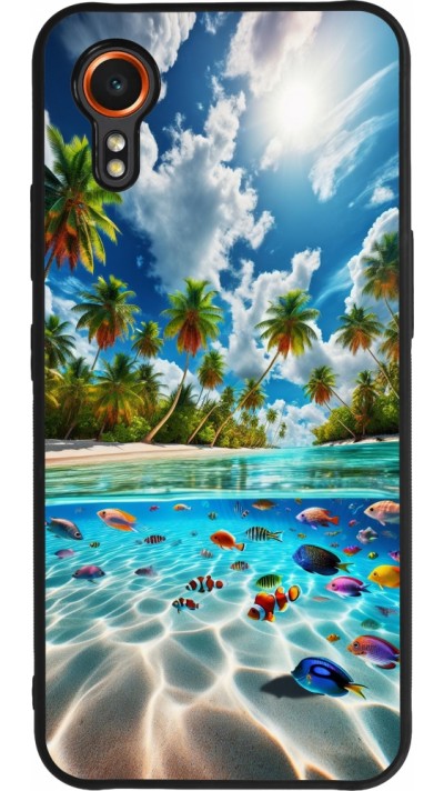 Coque Samsung Galaxy XCover 7 - Silicone rigide noir Plage Paradis