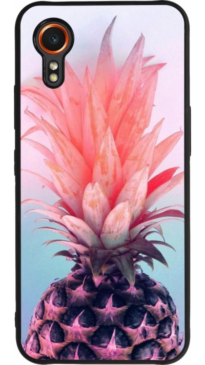 Coque Samsung Galaxy XCover 7 - Silicone rigide noir Purple Pink Pineapple