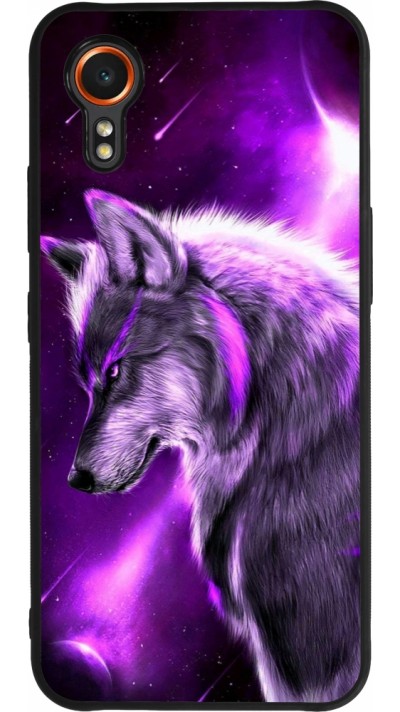 Coque Samsung Galaxy XCover 7 - Silicone rigide noir Purple Sky Wolf