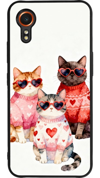 Coque Samsung Galaxy XCover 7 - Silicone rigide noir Saint Valentines Day 26 Cat Love