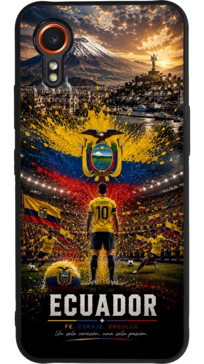 Coque Samsung Galaxy XCover 7 - Silicone rigide noir Football Équateur splash 2026
