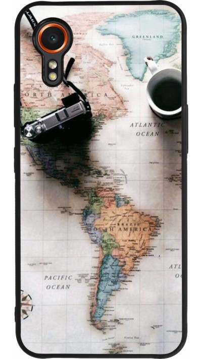 Coque Samsung Galaxy XCover 7 - Silicone rigide noir Travel 01