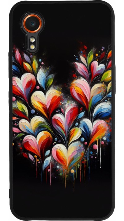 Coque Samsung Galaxy XCover 7 - Silicone rigide noir Valentine 2024 Coeur Noir Abstrait