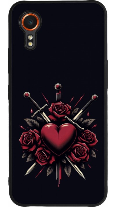 Coque Samsung Galaxy XCover 7 - Silicone rigide noir Valentine 2024 gothic love