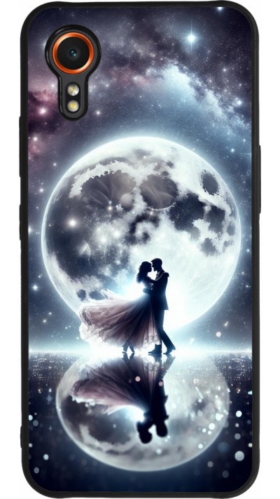 Coque Samsung Galaxy XCover 7 - Silicone rigide noir Valentine 2024 Love under the moon