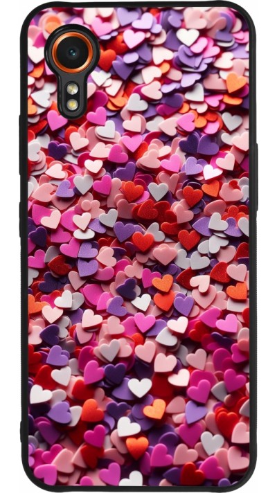 Coque Samsung Galaxy XCover 7 - Silicone rigide noir Valentine 2025 Confetti