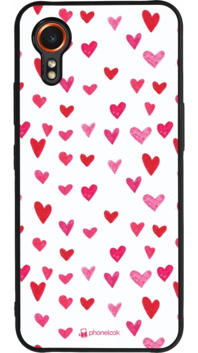 Coque Samsung Galaxy XCover 7 - Silicone rigide noir Valentine 2022 Many pink hearts
