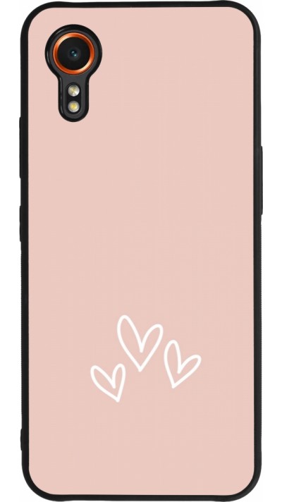 Coque Samsung Galaxy XCover 7 - Silicone rigide noir Valentine 2023 three minimalist hearts