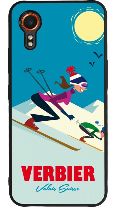 Coque Samsung Galaxy XCover 7 - Silicone rigide noir Verbier Ski Downhill