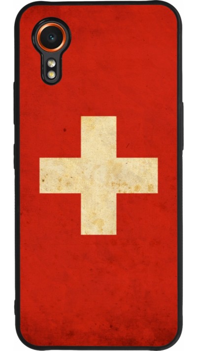 Coque Samsung Galaxy XCover 7 - Silicone rigide noir Vintage Flag SWISS