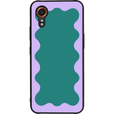Samsung Galaxy XCover 7 Case Hülle - Silikon schwarz Wavy Rectangle Green Purple