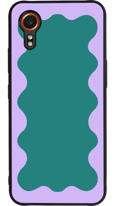 Coque Samsung Galaxy XCover 7 - Silicone rigide noir Wavy Rectangle Green Purple