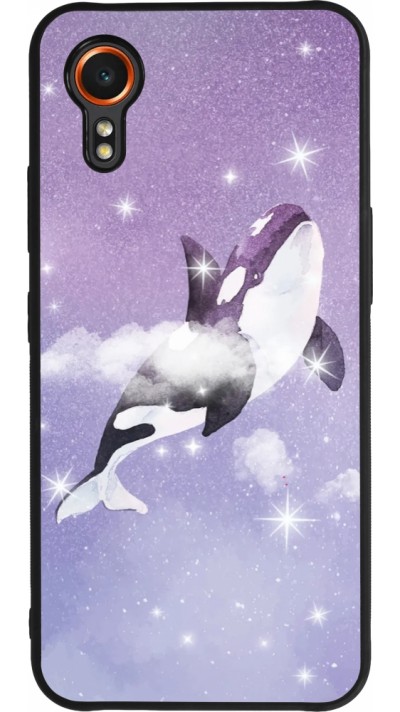 Coque Samsung Galaxy XCover 7 - Silicone rigide noir Whale in sparking stars