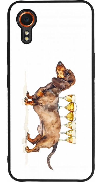 Coque Samsung Galaxy XCover 7 - Silicone rigide noir Wine Teckel