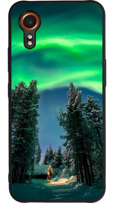 Coque Samsung Galaxy XCover 7 - Silicone rigide noir Winter 22 Northern Lights